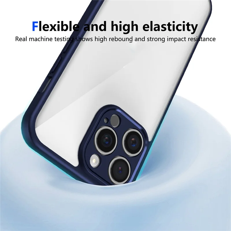 Für iPhone 15 Pro Hülle Matte Skin Touch Durchsichtige PC + TPU Stoßfeste Handyrückseite - Blau