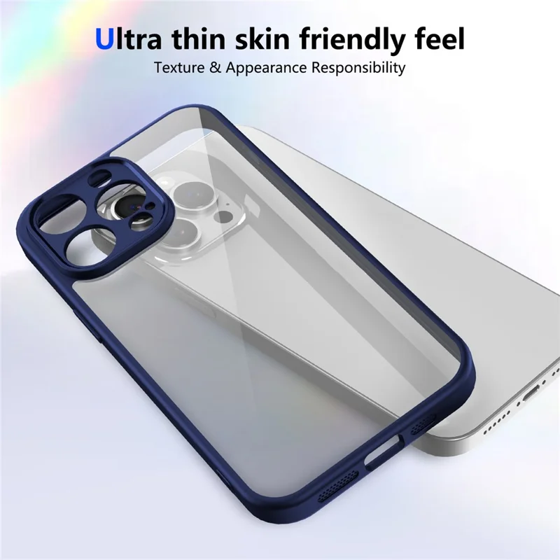 Für iPhone 15 Pro Hülle Matte Skin Touch Durchsichtige PC + TPU Stoßfeste Handyrückseite - Blau