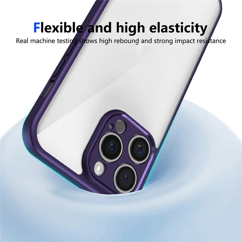 For iPhone 14 Pro Max Case Matte Skin Touch Clear PC + TPU Shockproof Phone Back Cover - Purple