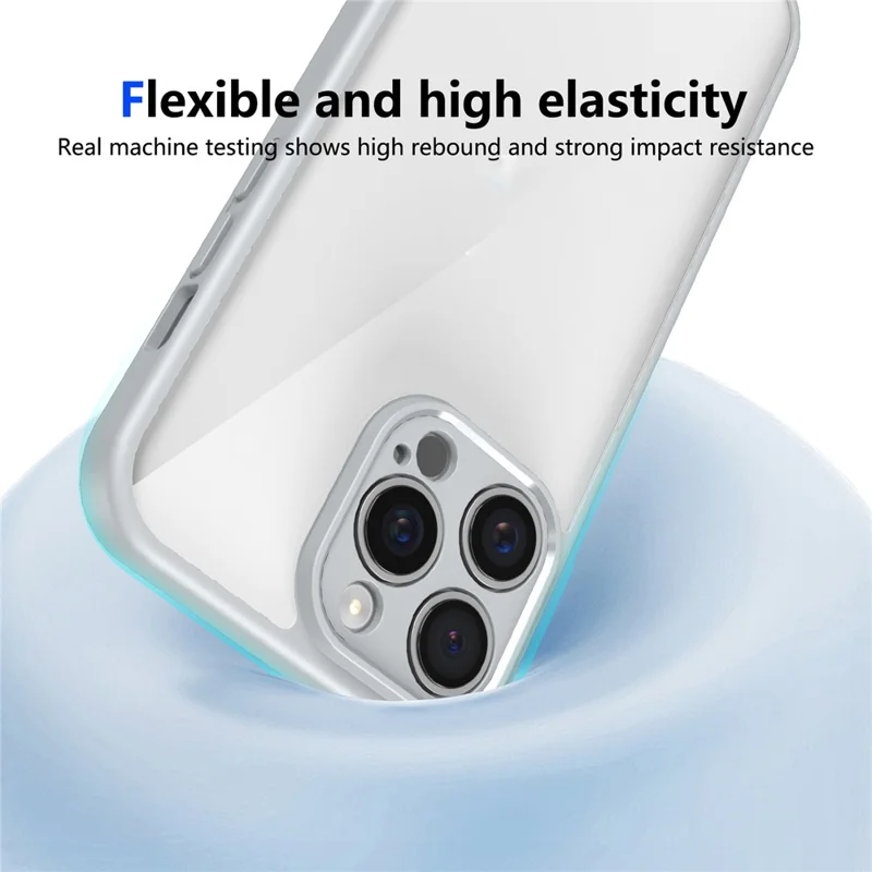For iPhone 14 Pro Max Case Matte Skin Touch Clear PC + TPU Shockproof Phone Back Cover - Grey