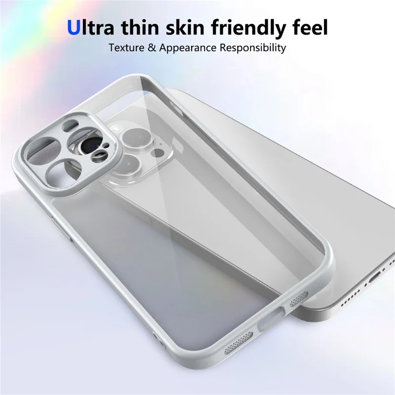 For iPhone 14 Pro Max Case Matte Skin Touch Clear PC + TPU Shockproof Phone Back Cover - Grey