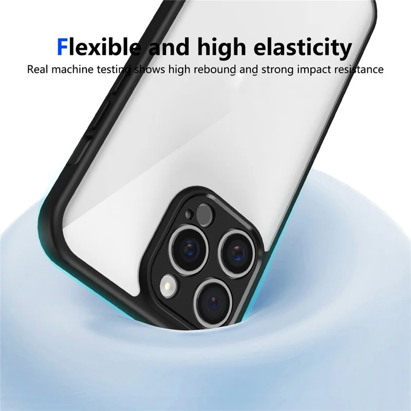 For iPhone 13 Pro Max Case Matte Skin Touch Clear PC + TPU Shockproof Phone Back Cover - Black