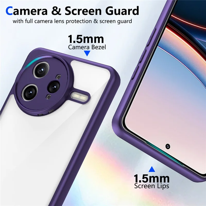 Чехол для Xiaomi Redmi K80 Pro 5G / Poco F7 Ultra 5G с матовой поверхностью, мягким на ощупь, прозрачный, из поликарбоната и TPU, противоударный, для задней крышки телефона - Фиолетовый