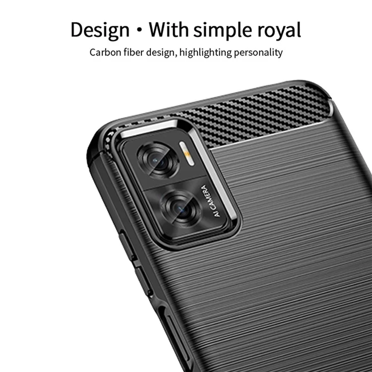 MOFI JK Серия TPU-1 для Motorola Moto E22 4G / E22i 4G TPU Phone Cover Brushed Surface Carbon Fiber Texture Scratch Resistant Phone Case - Черный