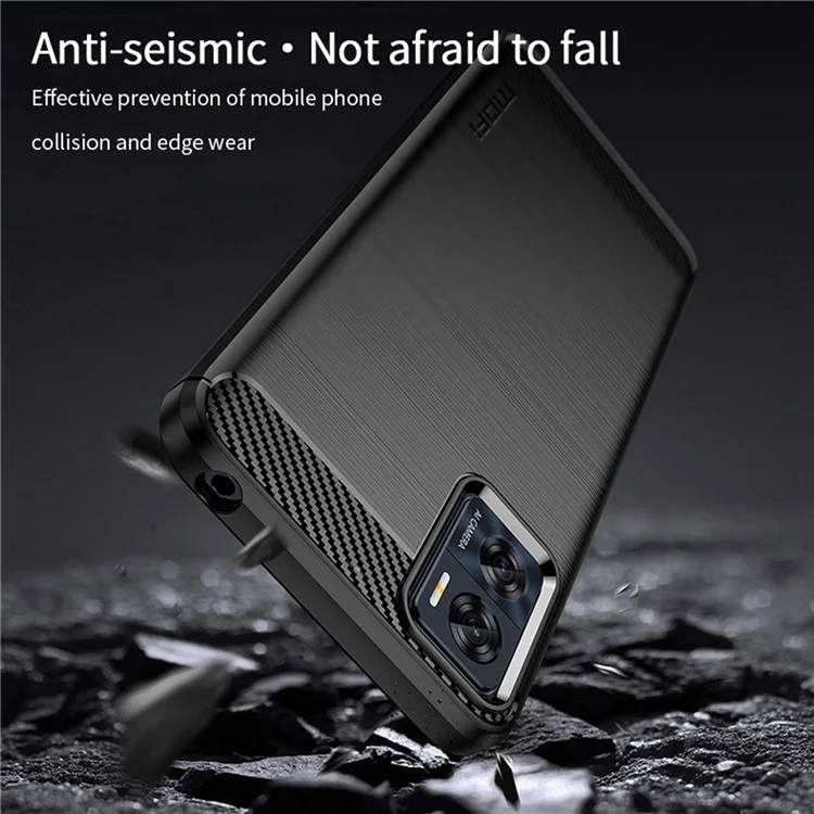 MOFI JK Серия TPU-1 для Motorola Moto E22 4G / E22i 4G TPU Phone Cover Brushed Surface Carbon Fiber Texture Scratch Resistant Phone Case - Черный