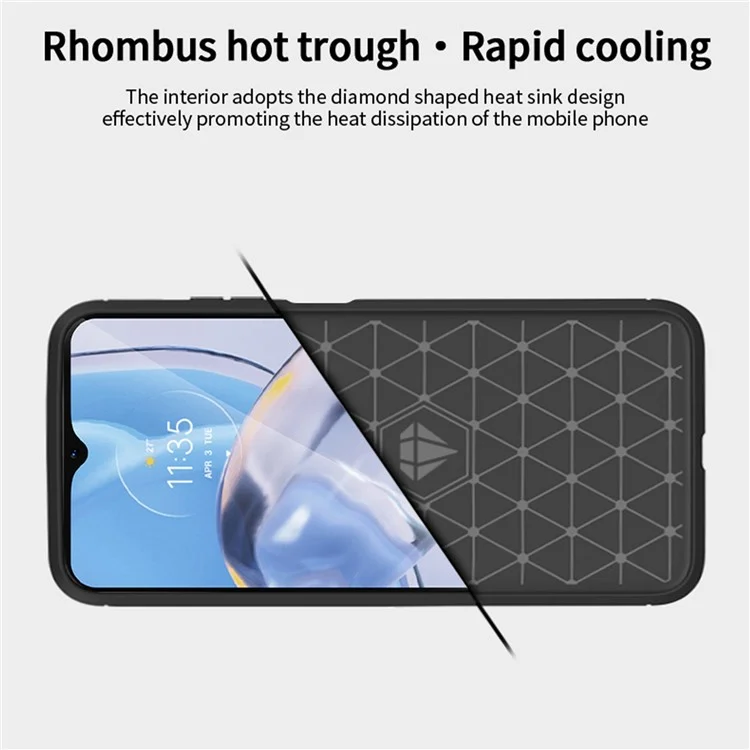 MOFI JK Серия TPU-1 для Motorola Moto E22 4G / E22i 4G TPU Phone Cover Brushed Surface Carbon Fiber Texture Scratch Resistant Phone Case - Черный
