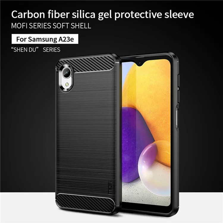 Mofi JK TPU Series-1 Для Samsung Galaxy A23e / A22e Текстура Углеродного Волокна Против Печеночных Отпечатков. - Черный
