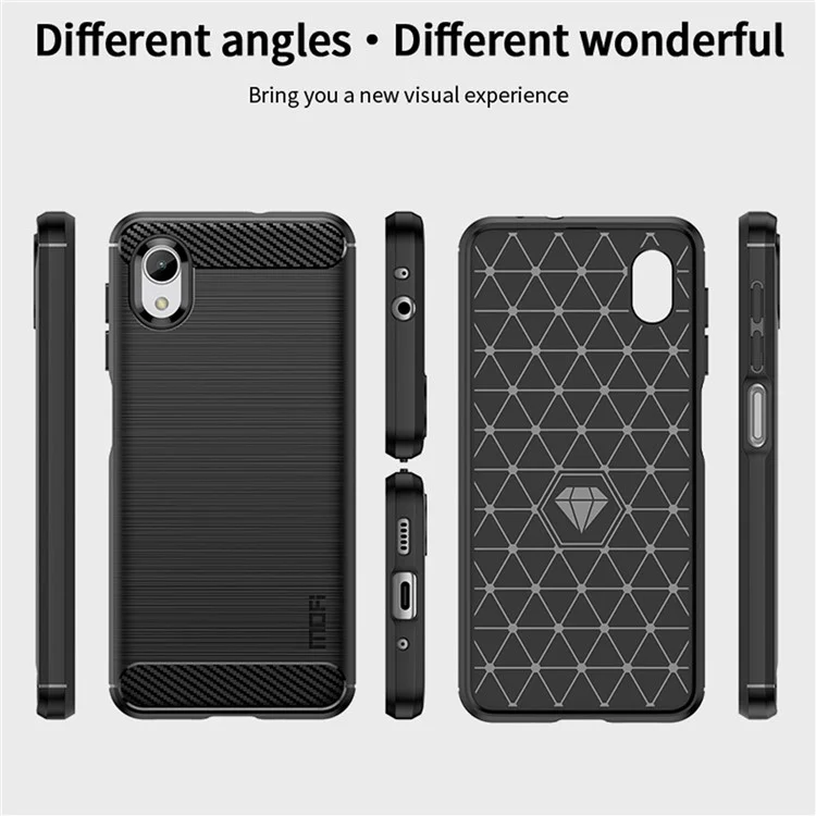 Mofi JK TPU Series-1 Для Samsung Galaxy A23e / A22e Текстура Углеродного Волокна Против Печеночных Отпечатков. - Черный