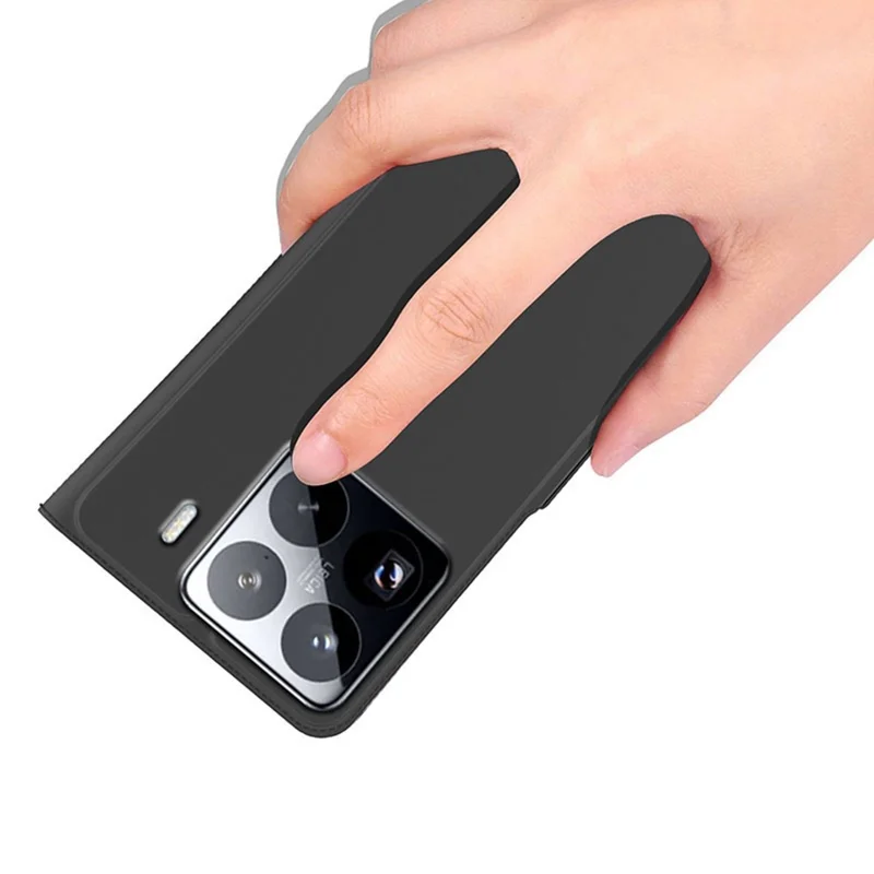 For Xiaomi 15S Pro Case Shockproof TPU Inner Shell Leather Phone Cover Card Slot - Black