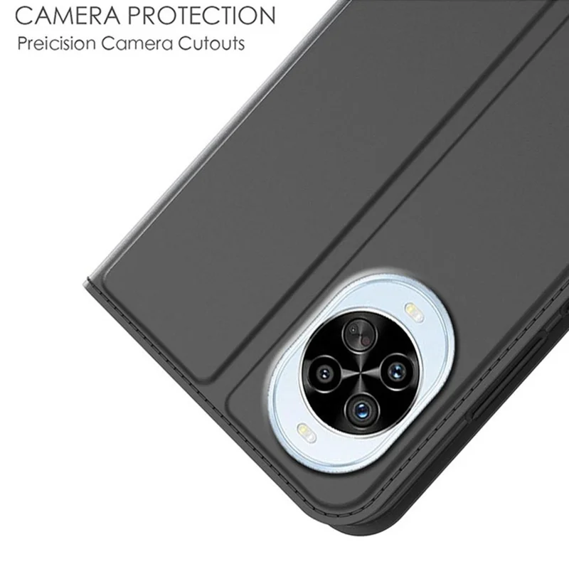 For Huawei nova 14 Pro 5G Case PU Leather Phone Cover with Card Holder Stand - Black