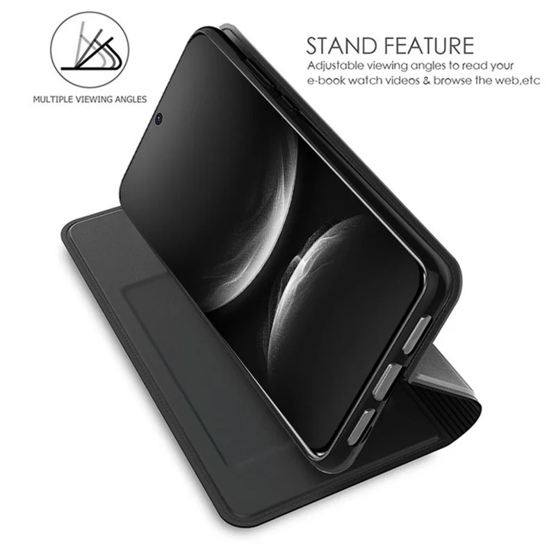 Funda de cuero sintético para Huawei nova 14 Ultra 5G con soporte y portarretratos - Negro