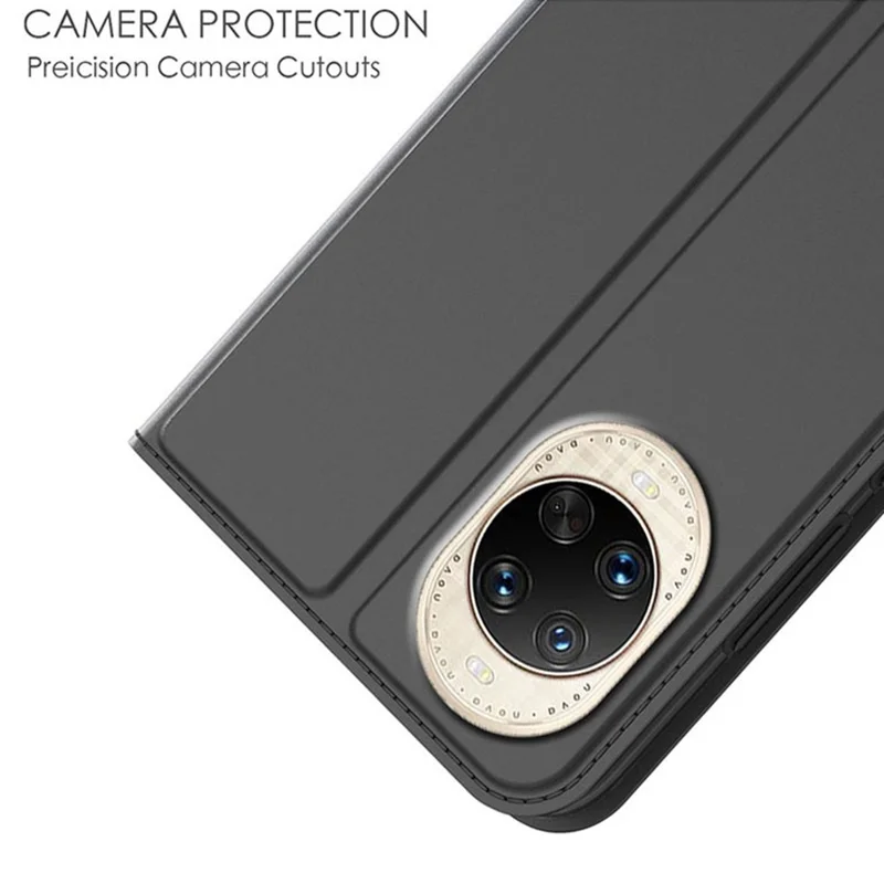 Funda de cuero sintético para Huawei nova 14 Ultra 5G con soporte y portarretratos - Negro
