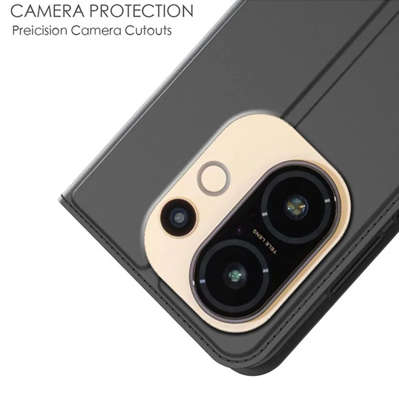 For vivo S30 5G Case PU Leather Phone Cover with Card Holder Stand - Black