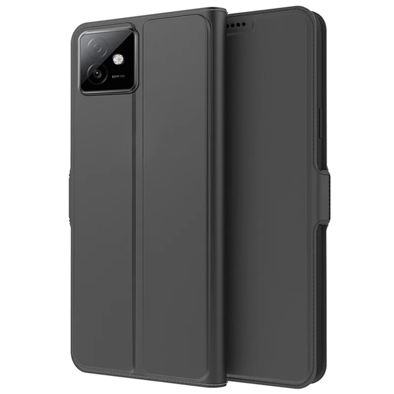 For Honor X60 GT 5G Hülle Stoßfest TPU Innenschale Leder Handyhülle mit Kartenfach - Schwarz