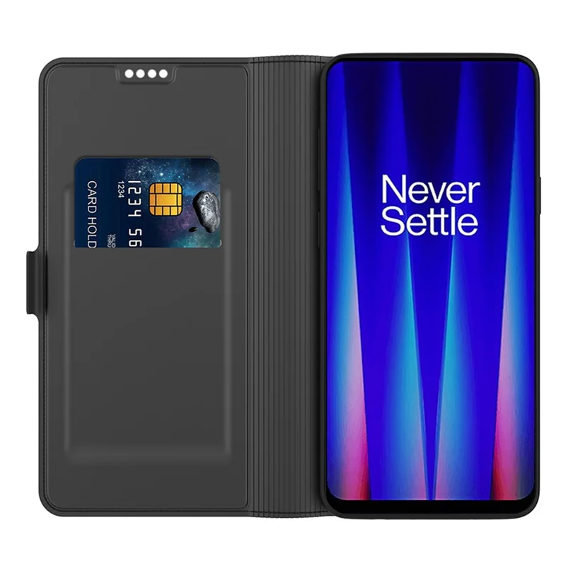 Чехол для OnePlus 13T 5G противоударный с TPU-внутренней оболочкой и кожаной отделкой с отсеком для карт - Черный