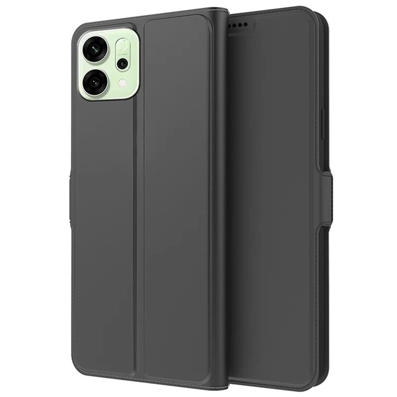 For Oppo Reno14 5G (Global) Case Shockproof TPU Inner Shell Leather Phone Cover Card Slot - Black