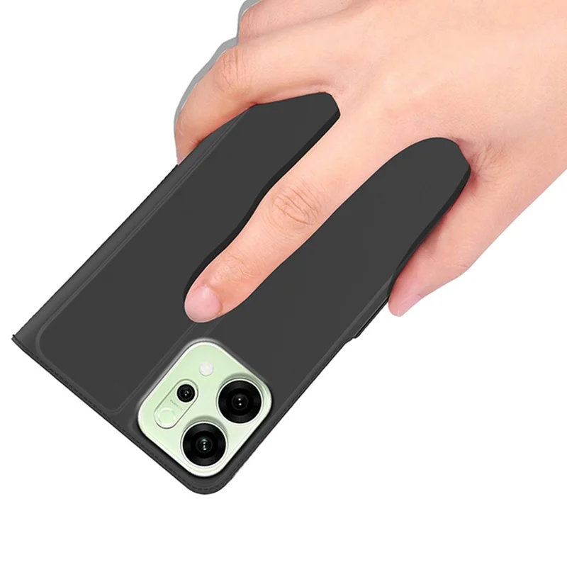 For Oppo Reno14 5G (Global) Case Shockproof TPU Inner Shell Leather Phone Cover Card Slot - Black