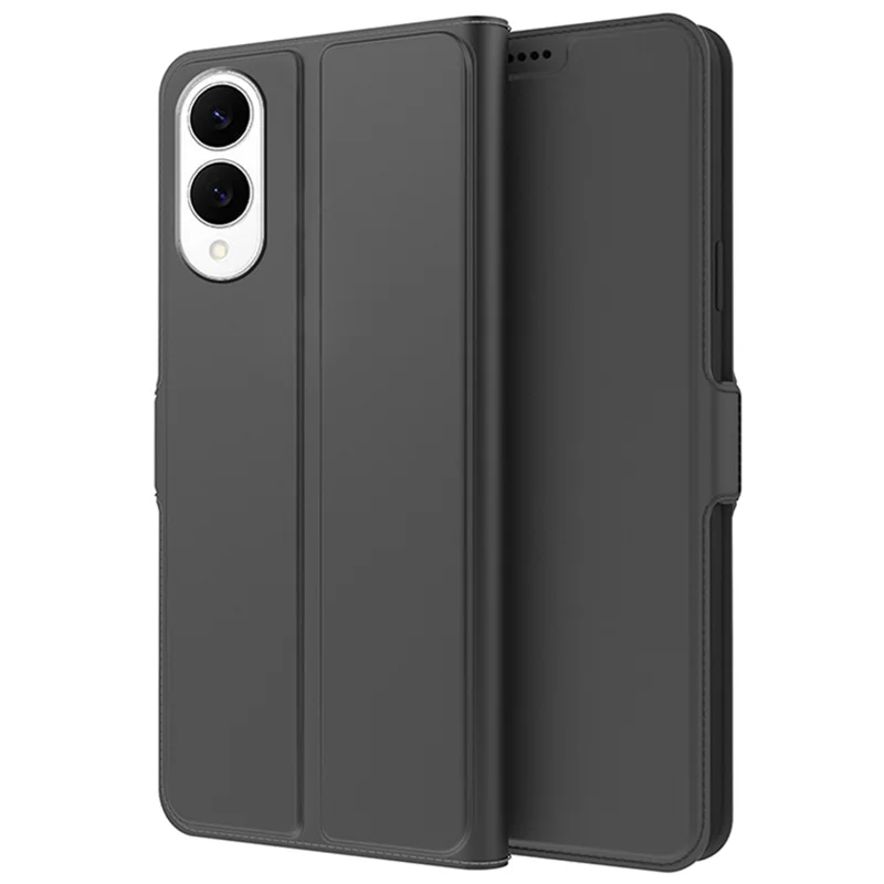 Capa para Samsung Galaxy S25 Edge à Prova de Choque com Revestimento Interno de TPU, Couro e Compartimento para Cartão - Preto