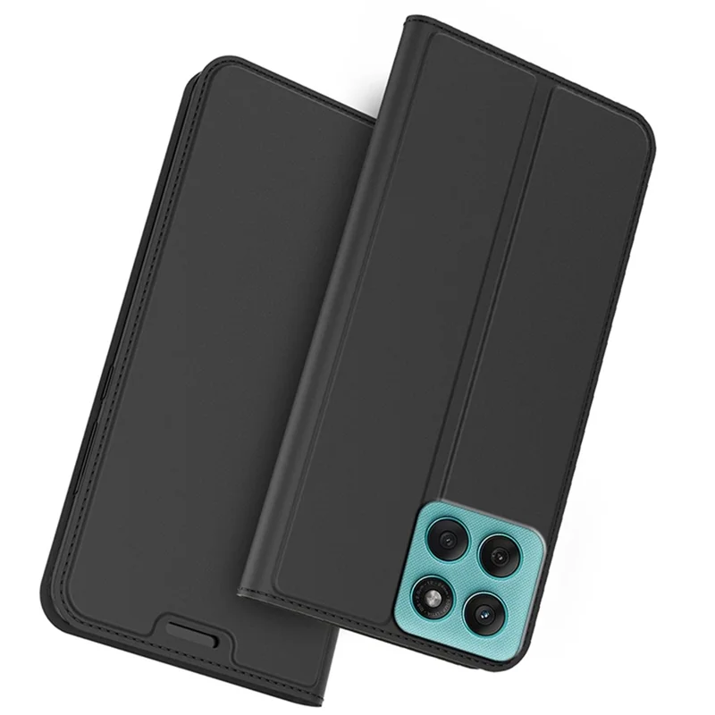For Motorola Edge 60 Pro 5G Case PU Leather Phone Cover with Card Holder Stand - Black