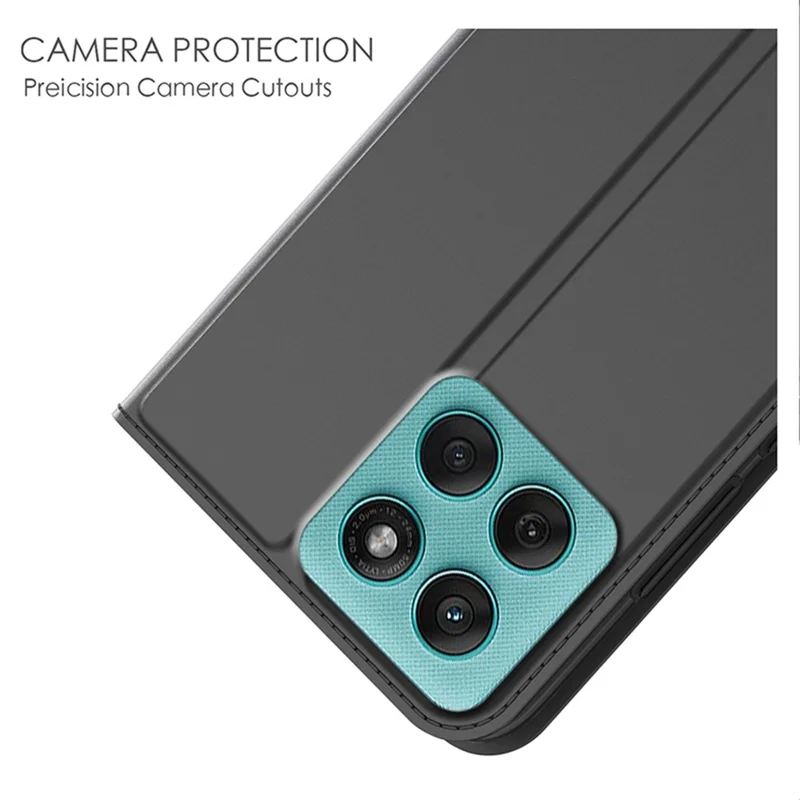For Motorola Edge 60 Pro 5G Case PU Leather Phone Cover with Card Holder Stand - Black