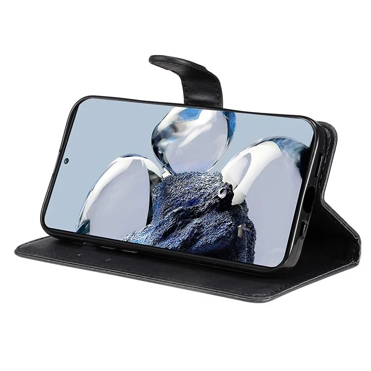 KT in Pelle Serie 2 Per Xiaomi 12t 5G / 12t Pro 5G / Redmi K50 Ultra 5G Wallet Telet Case Solido Cover Protettivo Per Protezione in Pelle PU Con Cinturino Con Cinturino - Nero
