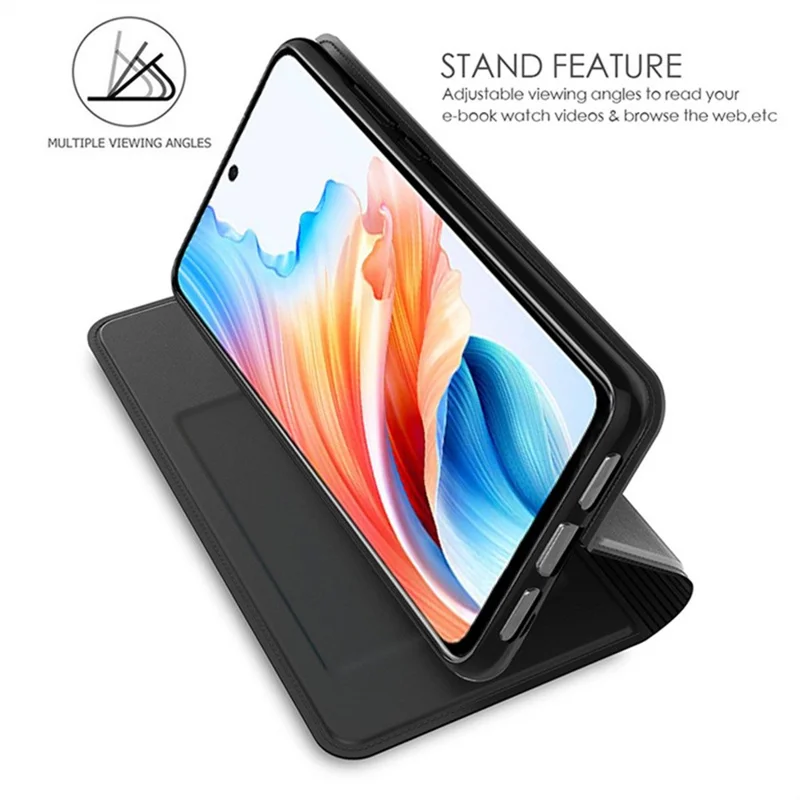 For Oppo Reno14 Pro 5G (Global) Case PU Leather Phone Cover with Card Holder Stand - Black