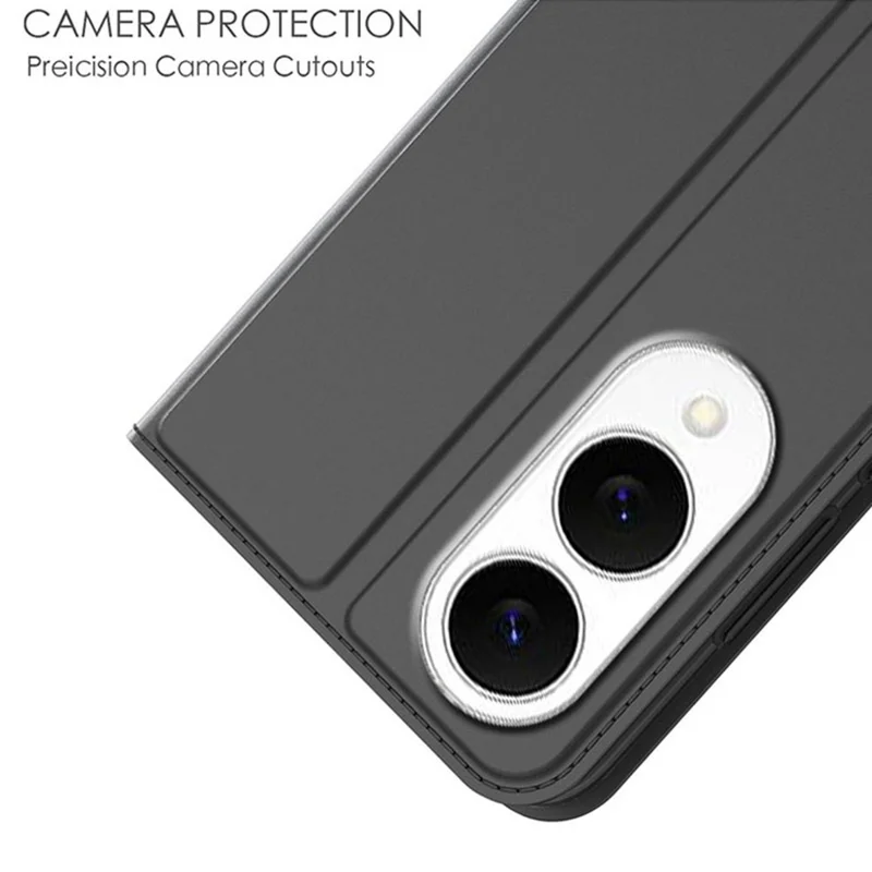 For Samsung Galaxy S25 Edge Case PU Leather Phone Cover with Card Holder Stand - Black