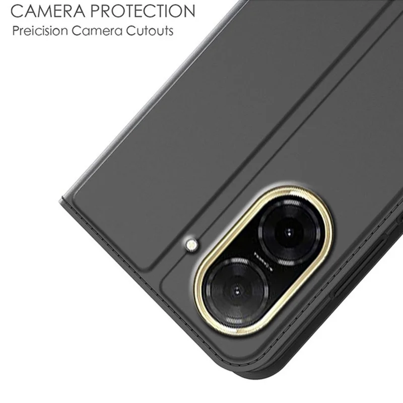 Für Xiaomi Redmi A5 4G (171,7 mm) / Poco C71 4G Hülle Kunstleder Handyhülle mit Kartenfach Ständer - Schwarz