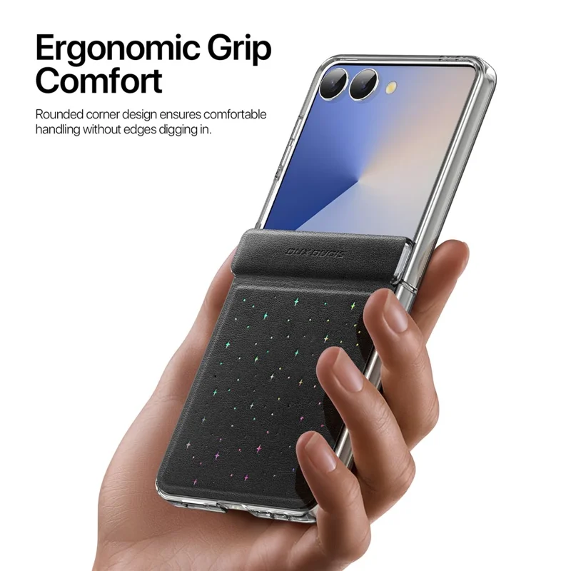 DUX DUCIS STEX Serie per Samsung Galaxy Z Flip7 5G Cover con Motivo a Stelle in Pelle PU + PC per Smartphone
