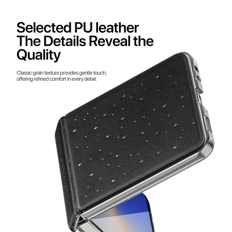 DUX DUCIS STEX Serie per Samsung Galaxy Z Flip7 5G Cover con Motivo a Stelle in Pelle PU + PC per Smartphone
