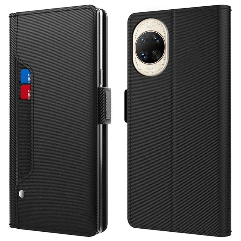 Funda para Huawei nova 14 Ultra 5G con Soporte de Cuero Sintético, Tarjetero y Espejo - Negro