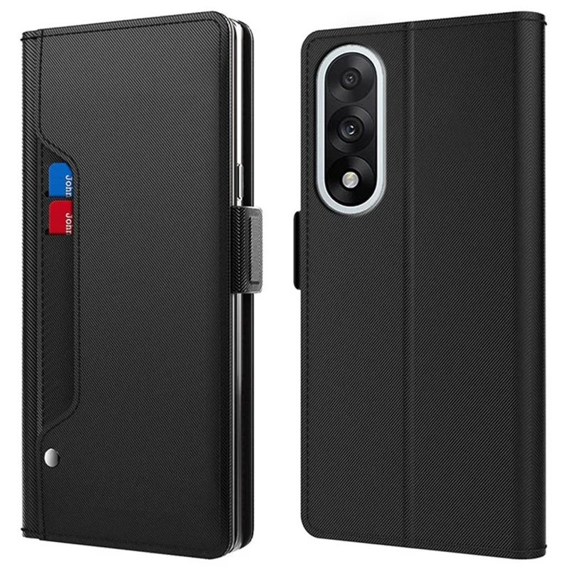 Étui pour OnePlus Ace 5 Ultra 5G Support en Cuir PU Étui de Téléphone Porte-Carte Miroir - Noir