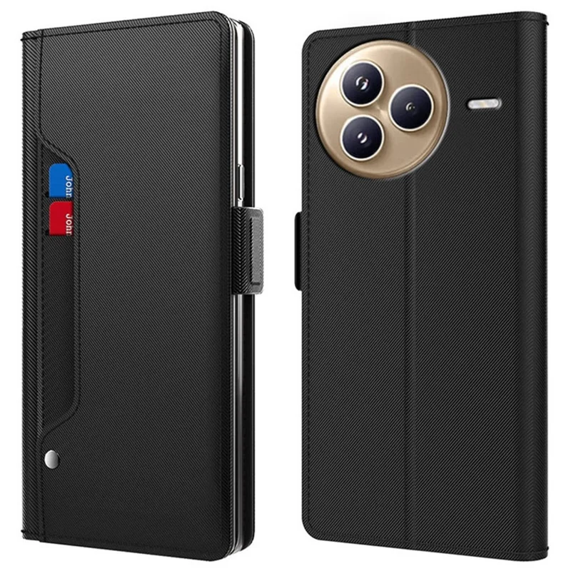 Pour Xiaomi Civi 5 Pro 5G Étui Support en Cuir PU Porte-Cartes Miroir - Noir