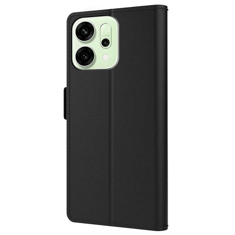 For Oppo Reno14 Pro 5G (Global) Case Stand PU Leather Phone Cover Card Holder Mirror - Black