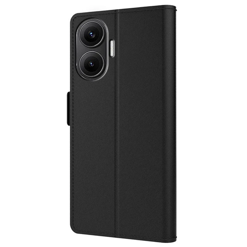 Cover per Xiaomi Redmi Turbo 4 Pro 5G con Supporto in Pelle PU, Porta Carte e Specchio - Nero
