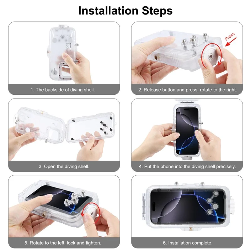 PULUZ PU9117T For iPhone 16 Pro Max Glass + PC Waterproof Cover 40m Underwater Diving Case