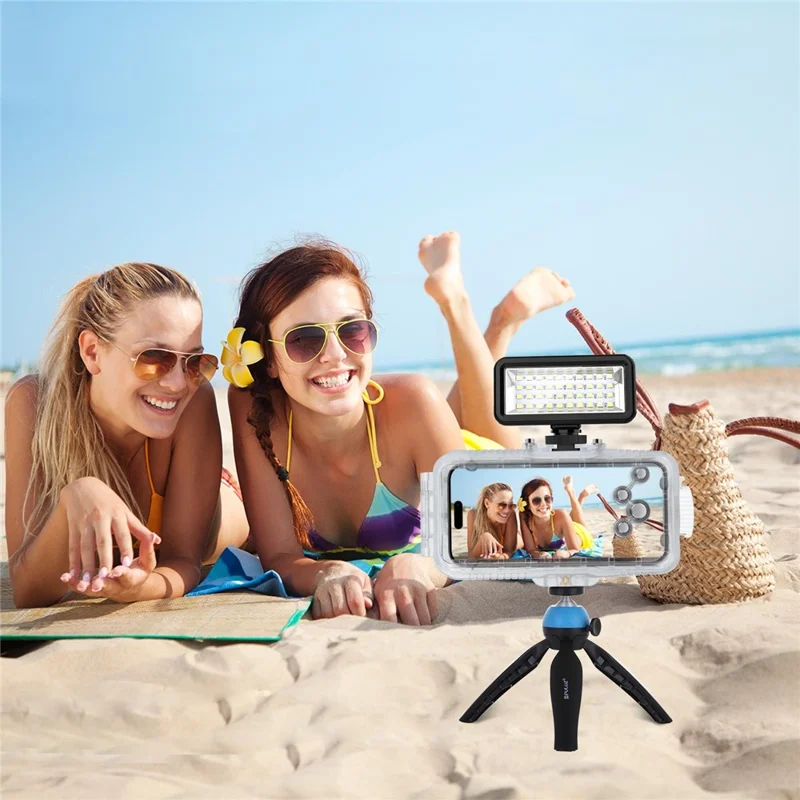 PULUZ PU9117T For iPhone 16 Pro Max Glass + PC Waterproof Cover 40m Underwater Diving Case