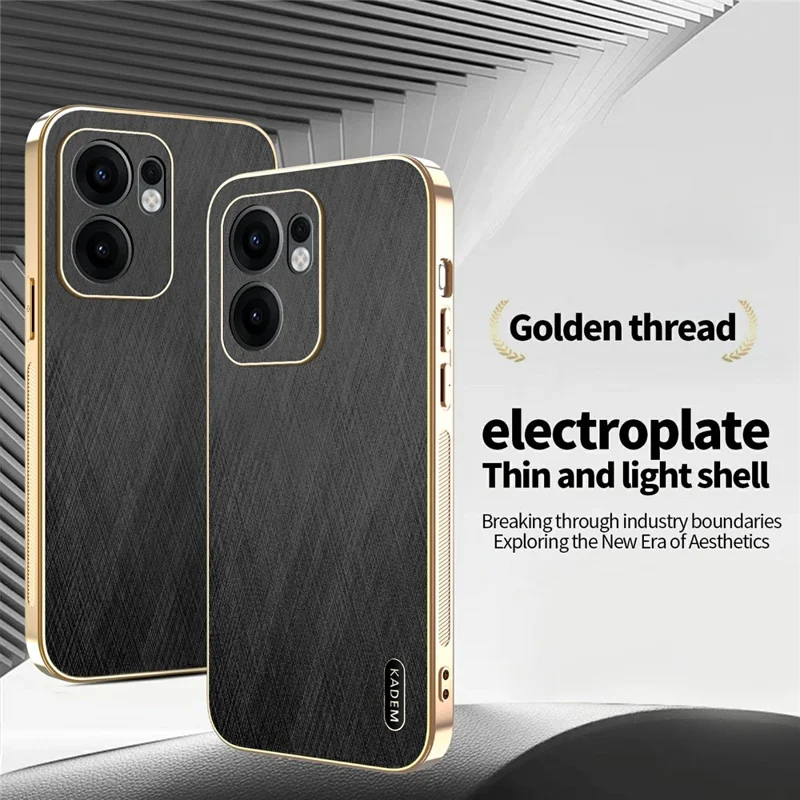 KADEM Für Oppo Reno13 F 4G / 5G Hülle Elektrolytische Seiden-Textur PU + TPU Handyhülle - Schwarz