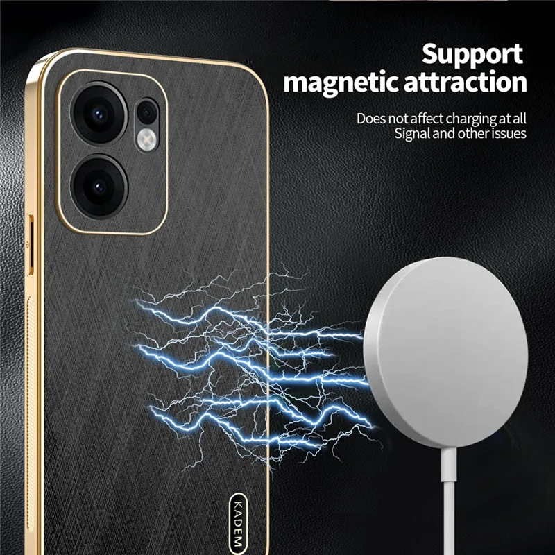 KADEM Für Oppo Reno13 F 4G / 5G Hülle Elektrolytische Seiden-Textur PU + TPU Handyhülle - Schwarz