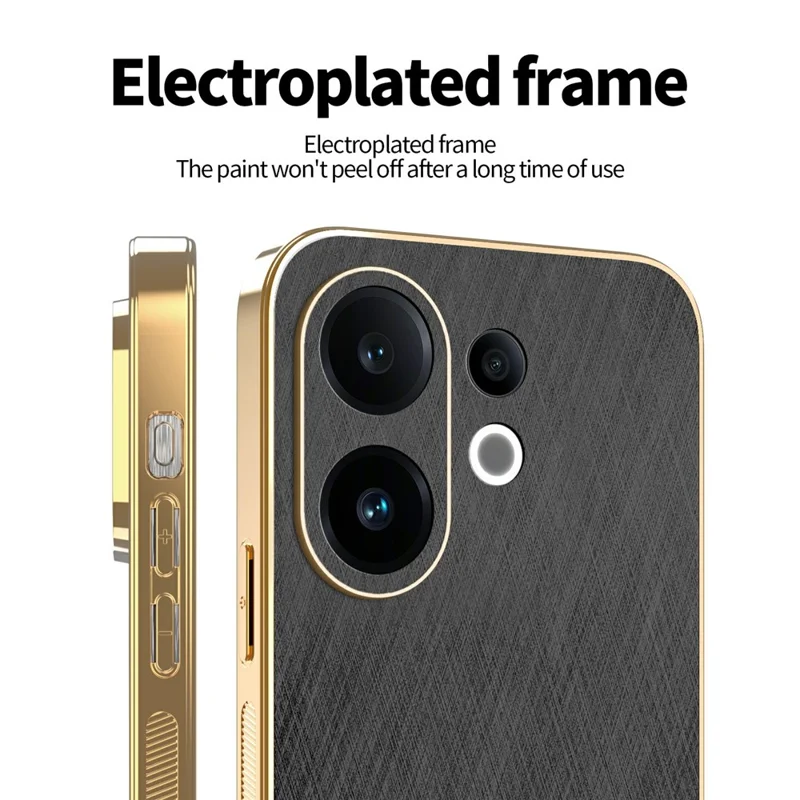 KADEM Pour étui vivo S30 5G Électroplaqué Texture Soyeuse PU + TPU Coque Arrière de Téléphone - Noir