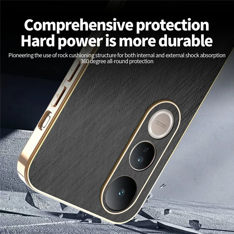KADEM For vivo V50 Lite 4G / 5G Case Electroplating Silk Texture PU + TPU Phone Back Cover - Black