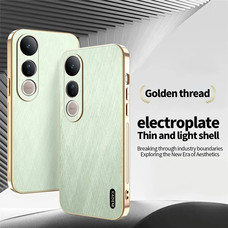 KADEM For vivo V50 Lite 4G / 5G Case Electroplating Silk Texture PU + TPU Phone Back Cover - Green