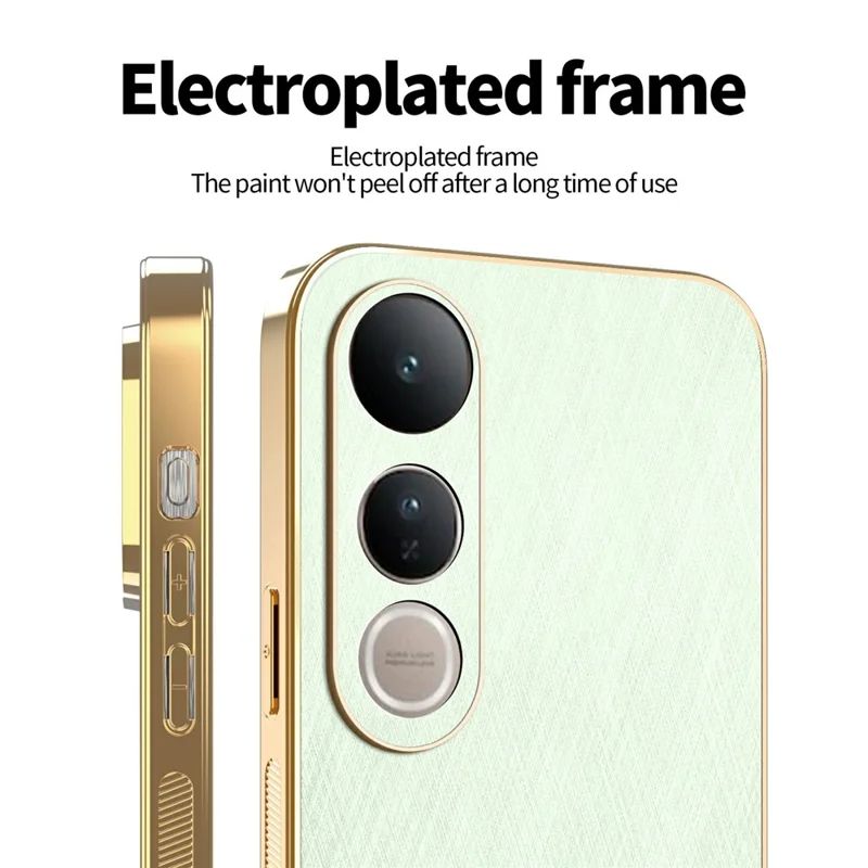 KADEM For vivo V50 Lite 4G / 5G Case Electroplating Silk Texture PU + TPU Phone Back Cover - Green