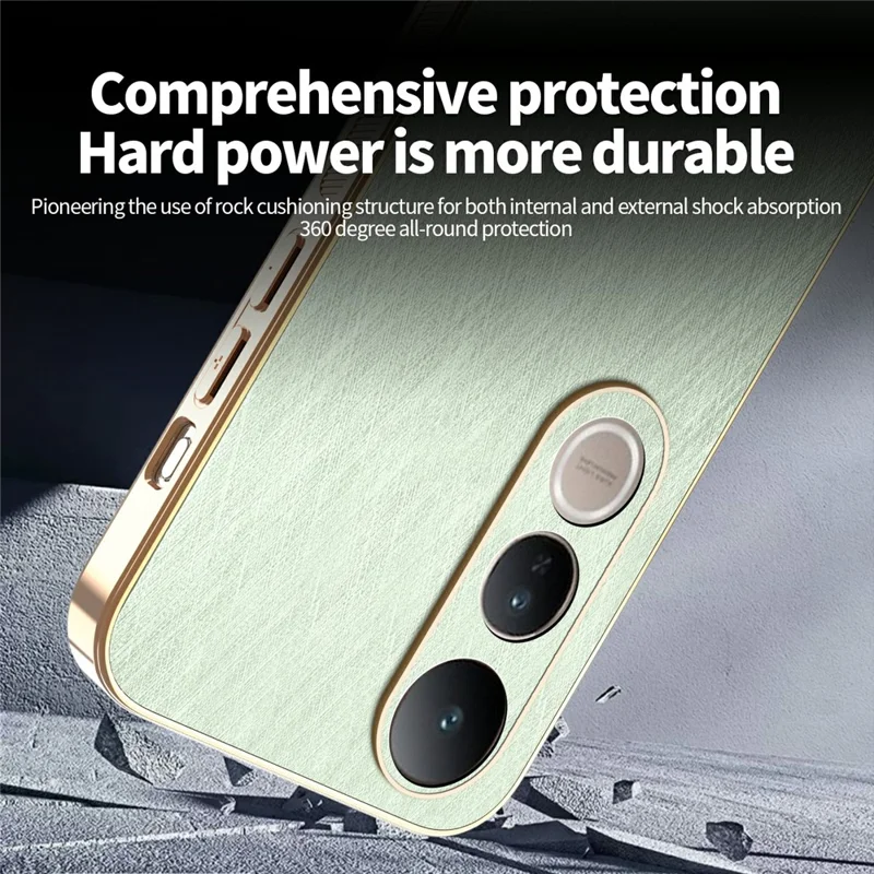 KADEM For vivo V50 Lite 4G / 5G Case Electroplating Silk Texture PU + TPU Phone Back Cover - Green