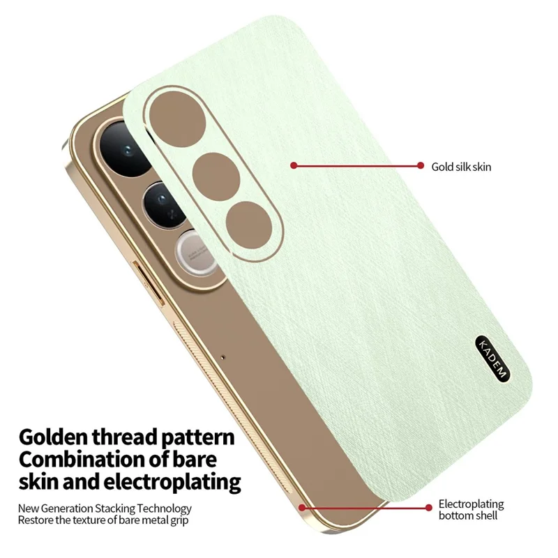 KADEM For vivo V50 Lite 4G / 5G Case Electroplating Silk Texture PU + TPU Phone Back Cover - Green