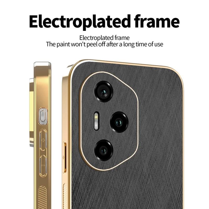 KADEM Pour Honor 400 Pro 5G (Global) Étui Électroplaqué Texture Soyeuse PU + TPU Coque Arrière de Téléphone - Noir