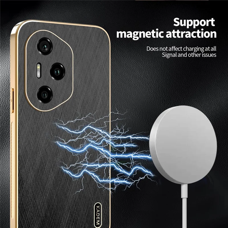 KADEM Pour Honor 400 Pro 5G (Global) Étui Électroplaqué Texture Soyeuse PU + TPU Coque Arrière de Téléphone - Noir