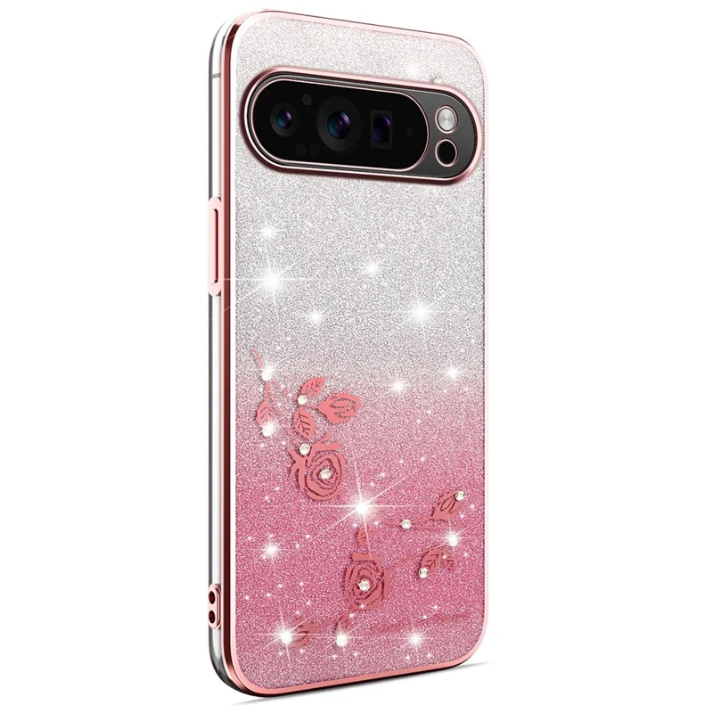 KADEM For Google Pixel 10 Pro XL Case Flower TPU Flexible Gradient Phone Cover - Rose Gold