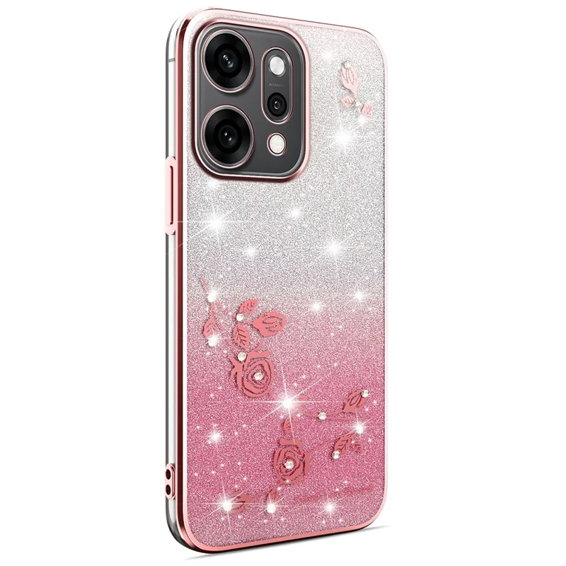 KADEM Für Oppo Reno14 5G (Global) Hülle Blumen TPU Flexible Gradient Handyhülle - Roségold