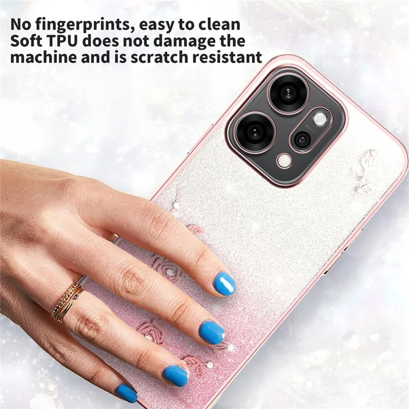 KADEM Für Oppo Reno14 5G (Global) Hülle Blumen TPU Flexible Gradient Handyhülle - Roségold